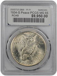 1934-S Peace PCGS MS 65