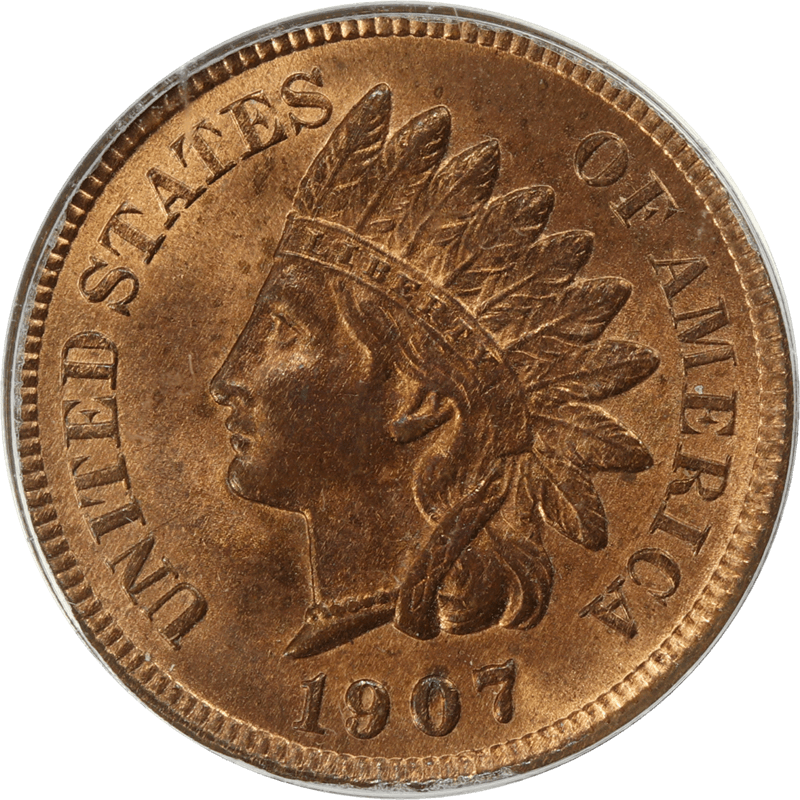 1907 Indian Head Cent 1c, PCGS MS 64 RB 