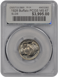 1928 Buffalo PCGS MS 67