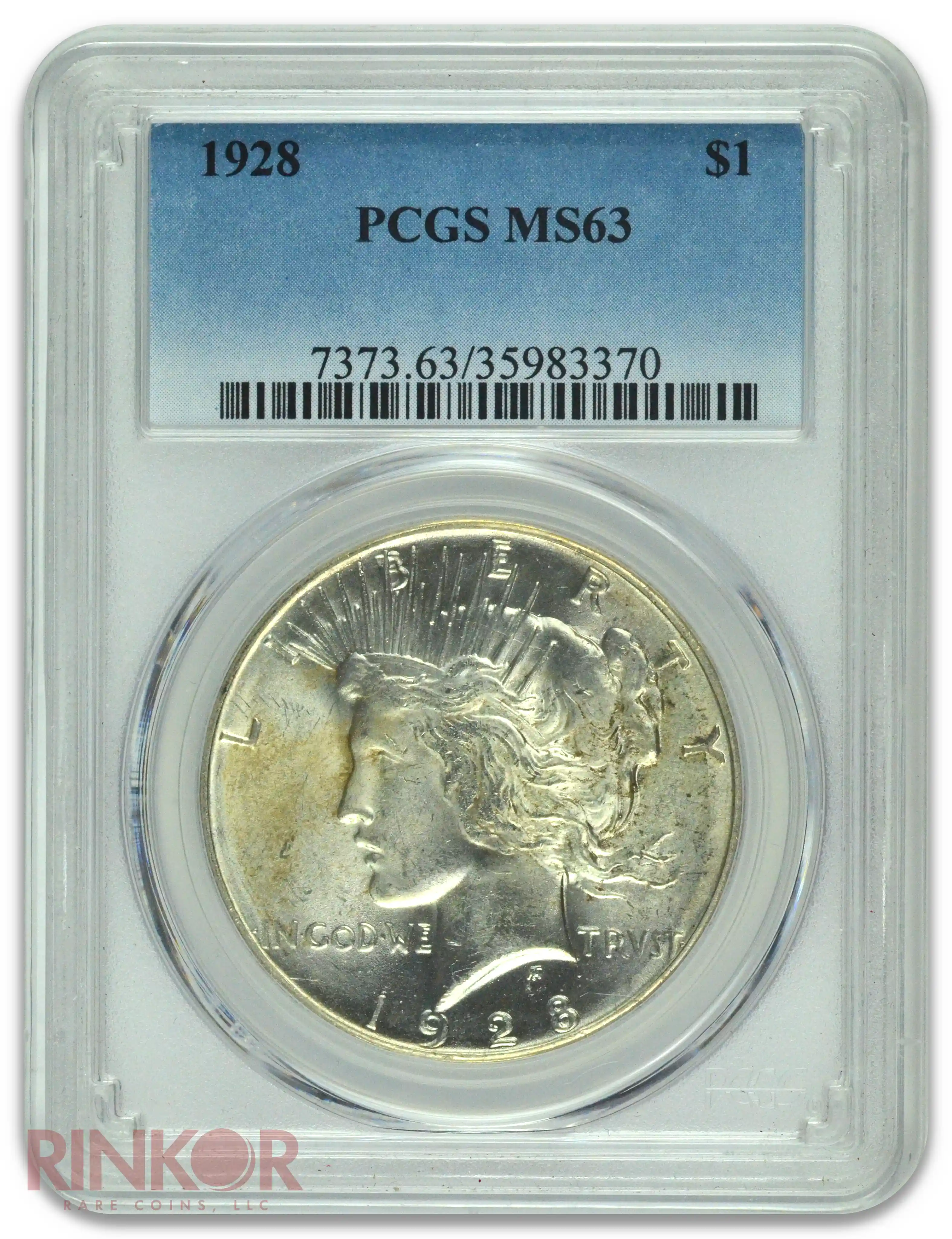 1928 $1 Peace Dollar PCGS MS 63