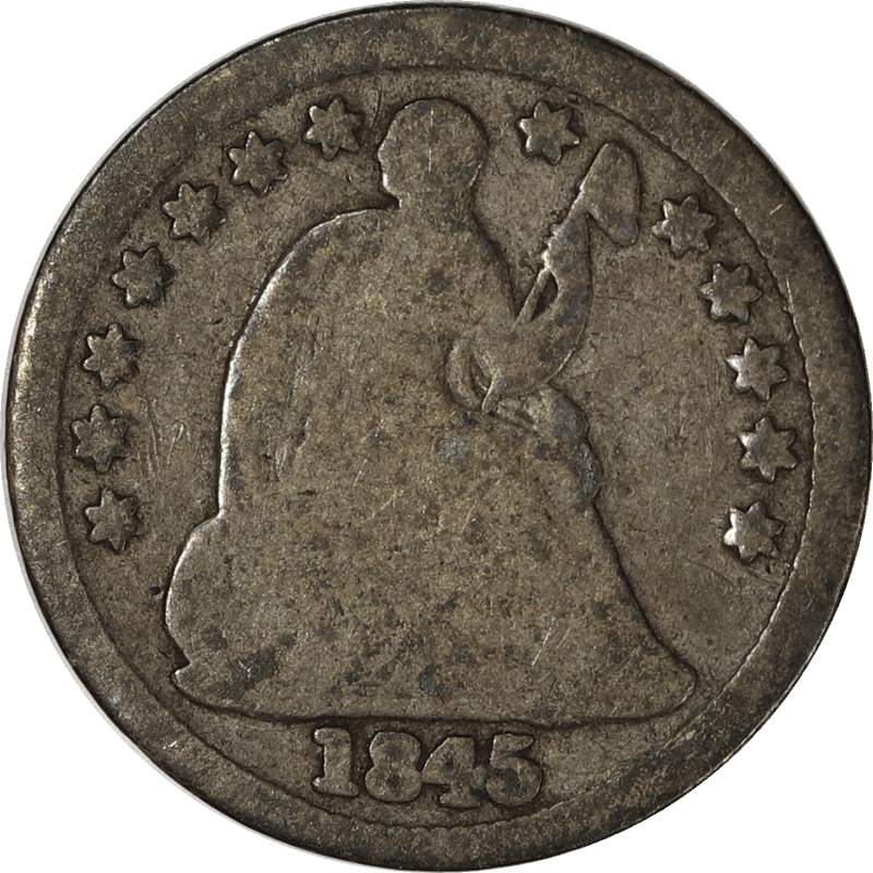 1845 Liberty Seated Half Dime 1/2 10c, Circulated, Good