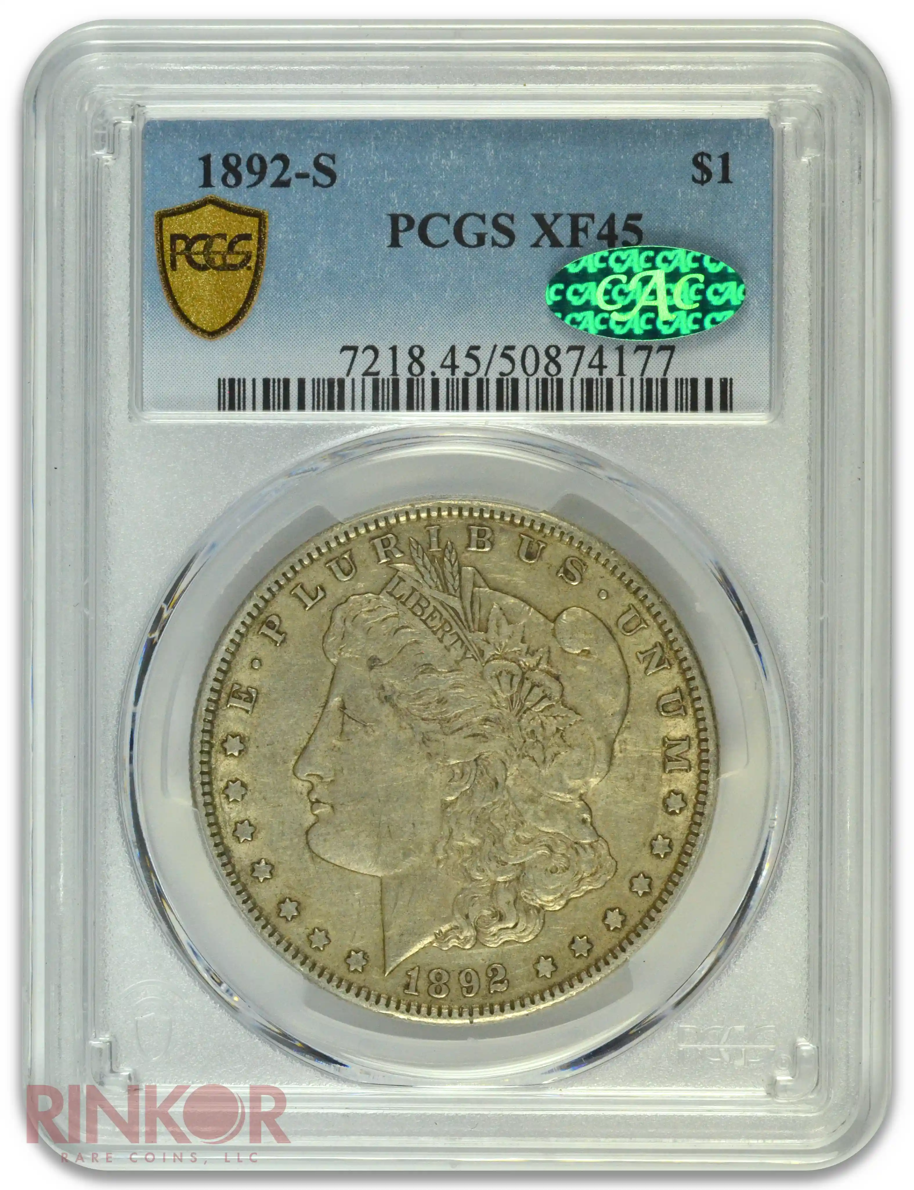 1892-S $1 PCGS XF-45 CAC