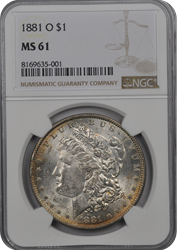 1881 O  Morgan Dollar NGC MS 61