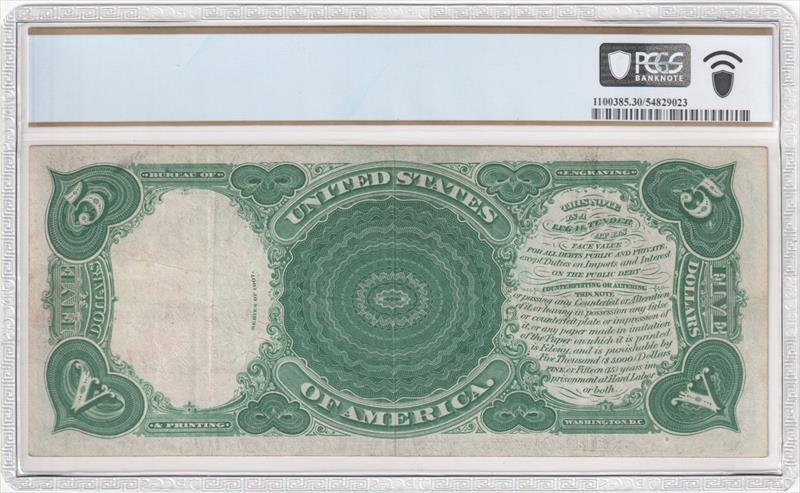 Fr. 90m 1907 $5 Legal Tender PCGS VF30