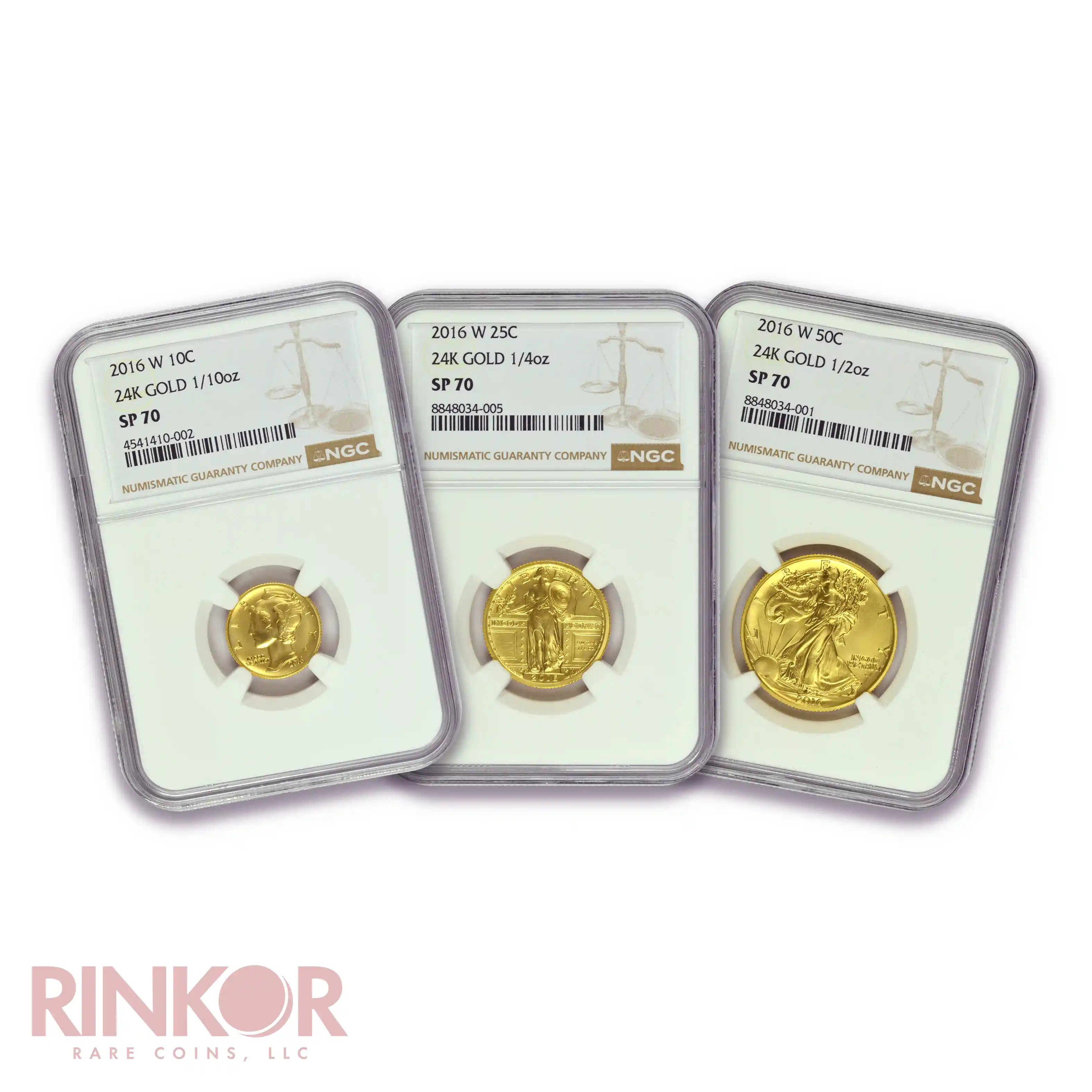 2016-W Gold Centennial 100th Anniversary 3-Coin Set Brown Label NGC SP 70
