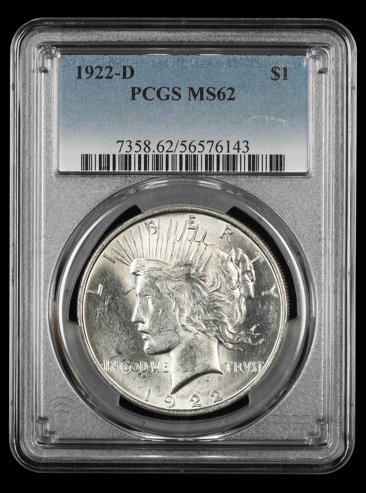 1922 D $1 PCGS MS62