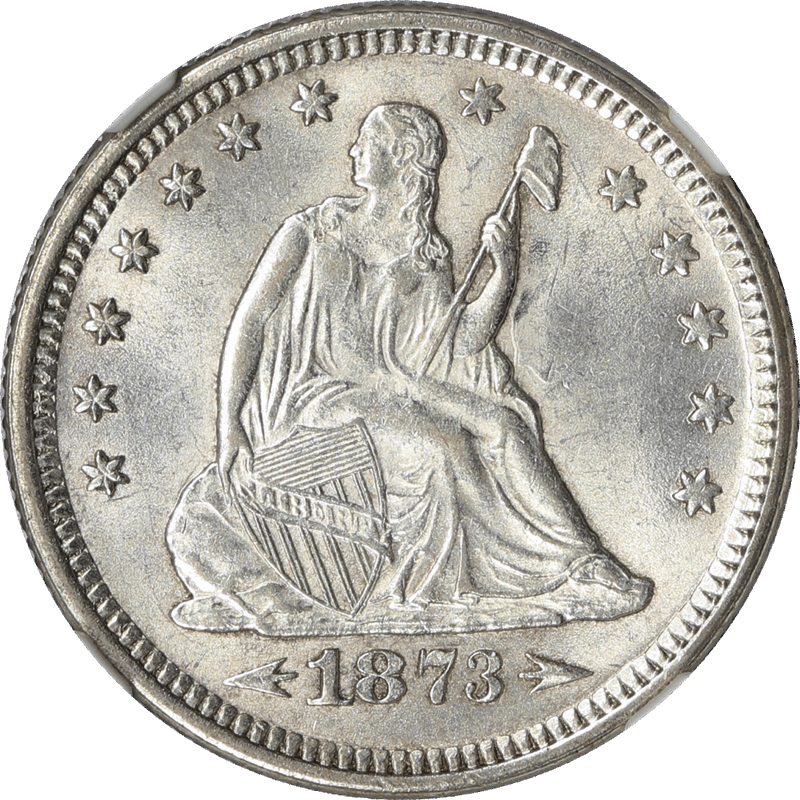1873 Seated Liberty Quarter 25c, NGC MS 61 - Untoned