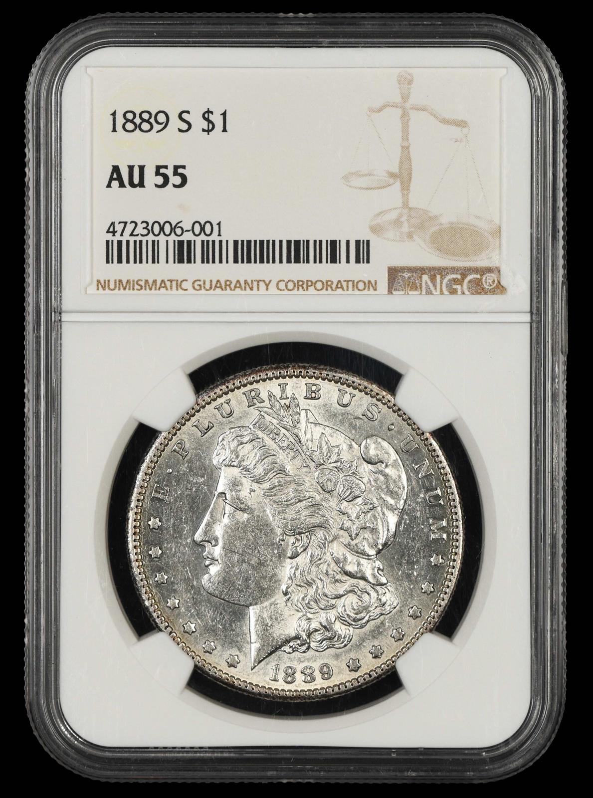 1889 S $1 NGC AU-55