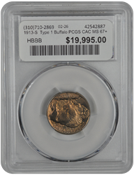 1913-S  Type 1 Buffalo PCGS CAC MS 67+