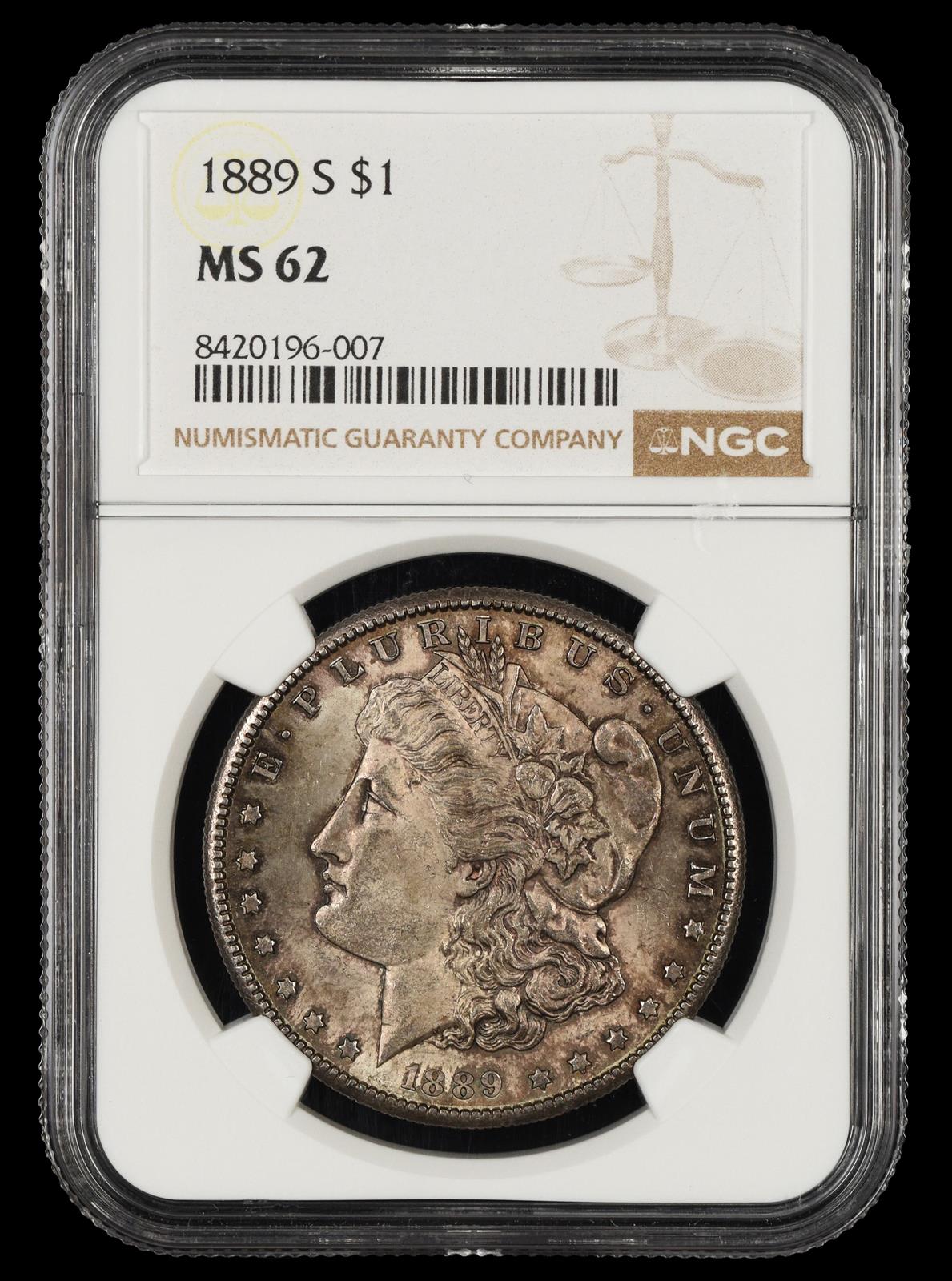 1889 S $1 NGC MS 62