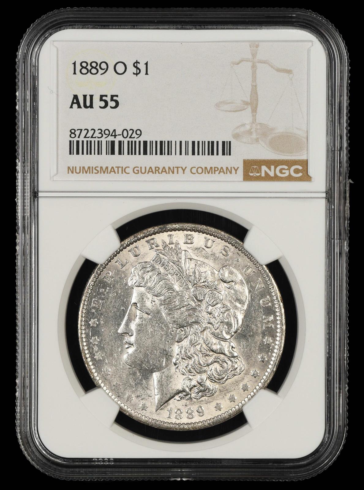 1889 O $1 NGC AU-55