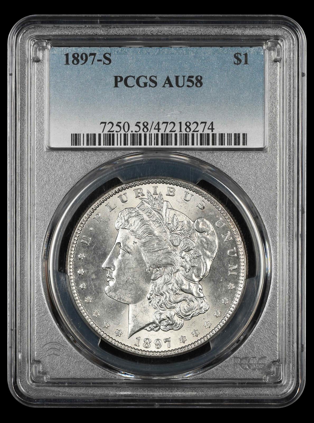 1897 S $1 PCGS  AU58