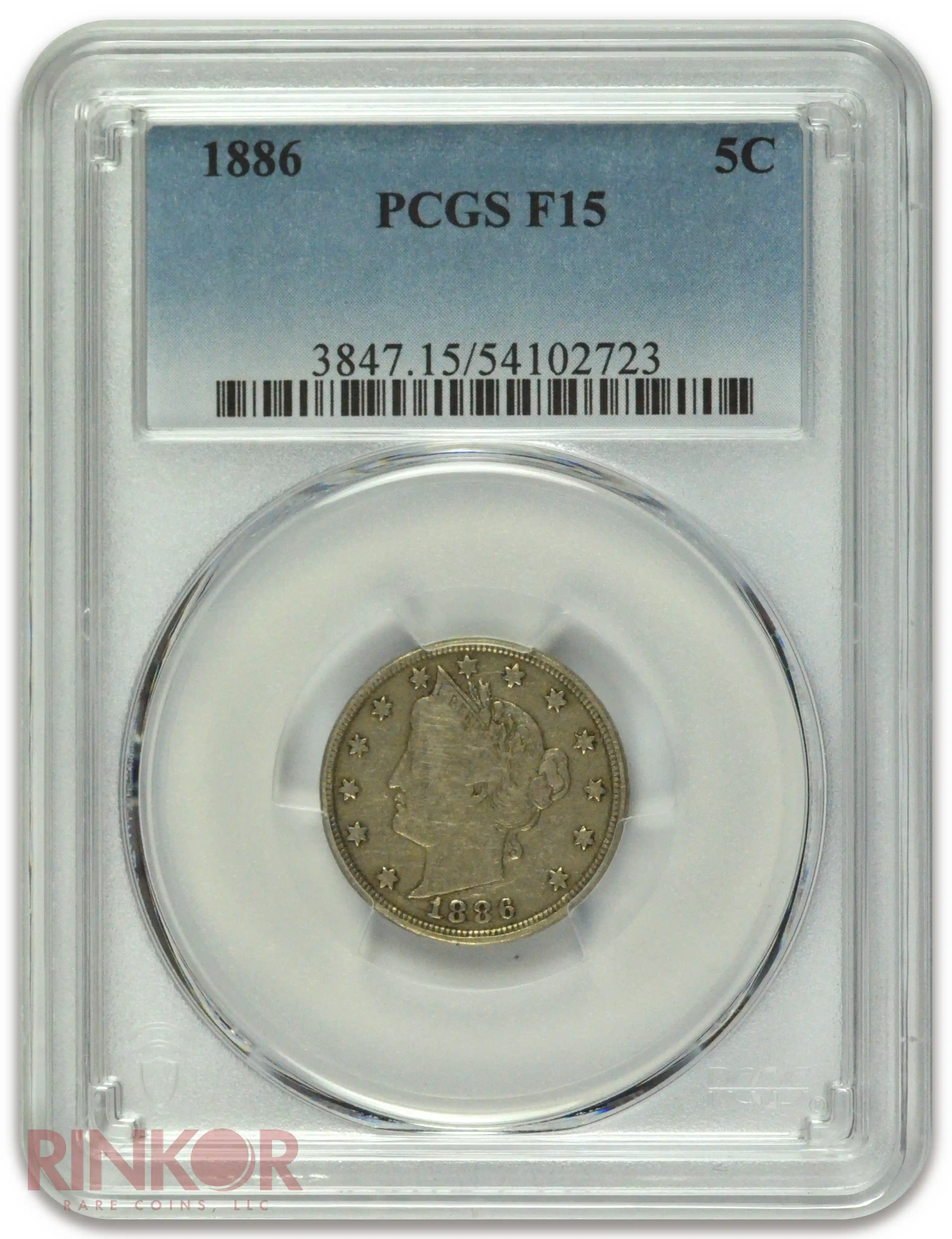 1886 Liberty V Nickel PCGS F-15
