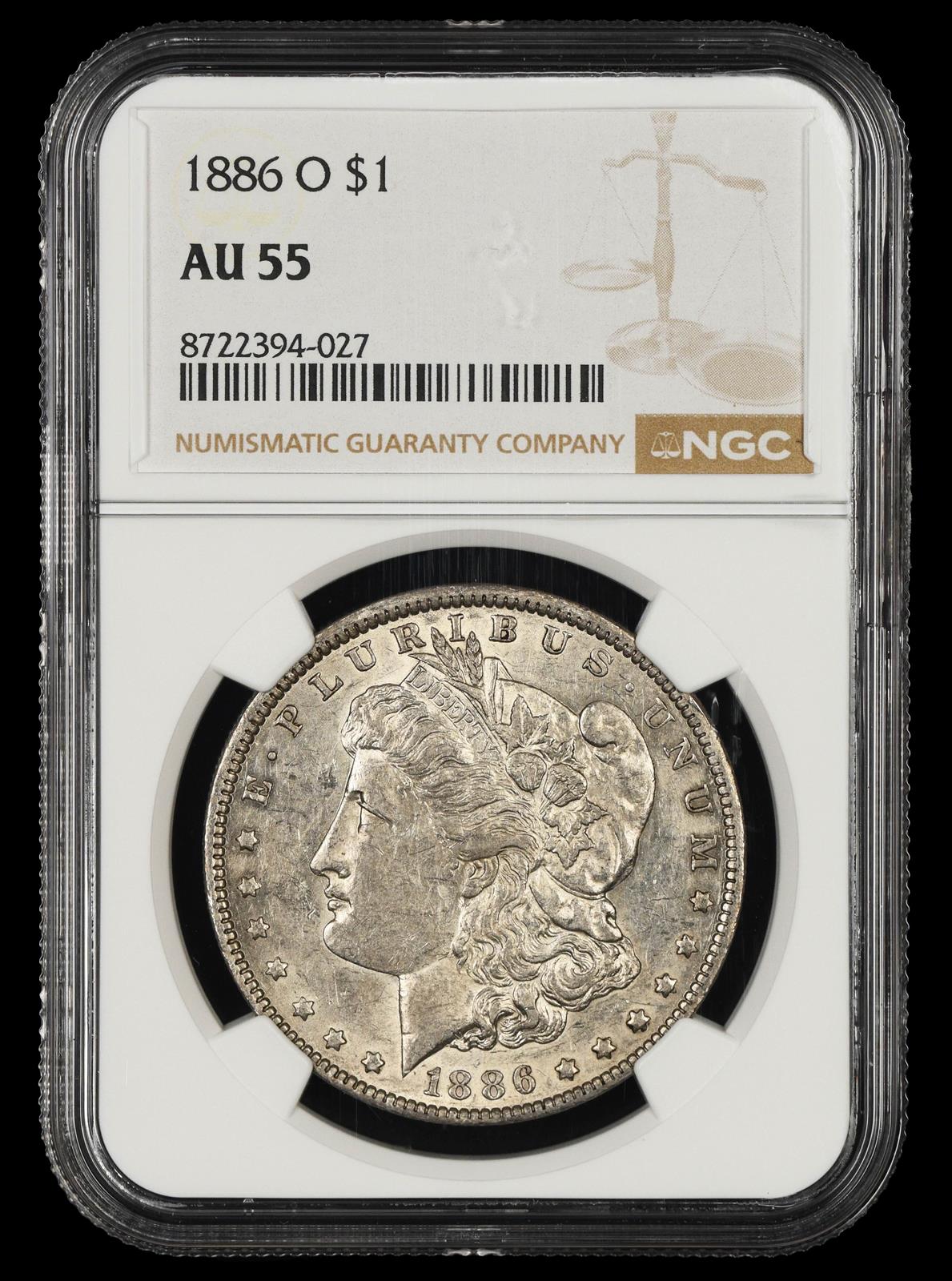 1886 O $1 NGC AU-55