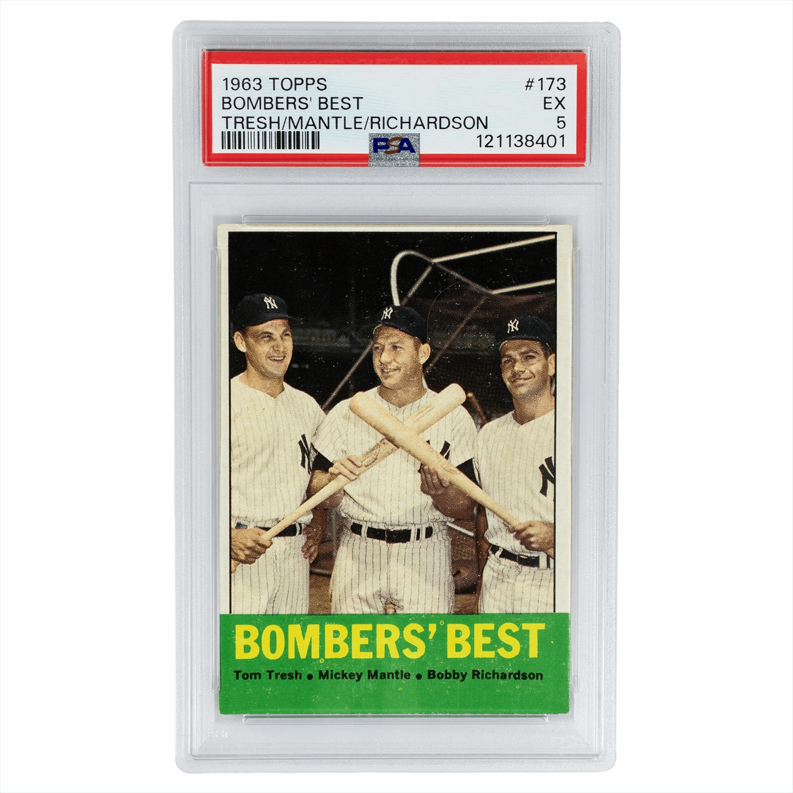 1963 Topps Bombers Best Tresh/Mantle/Richardson #173 PSA EX 5 Cert #121138401
