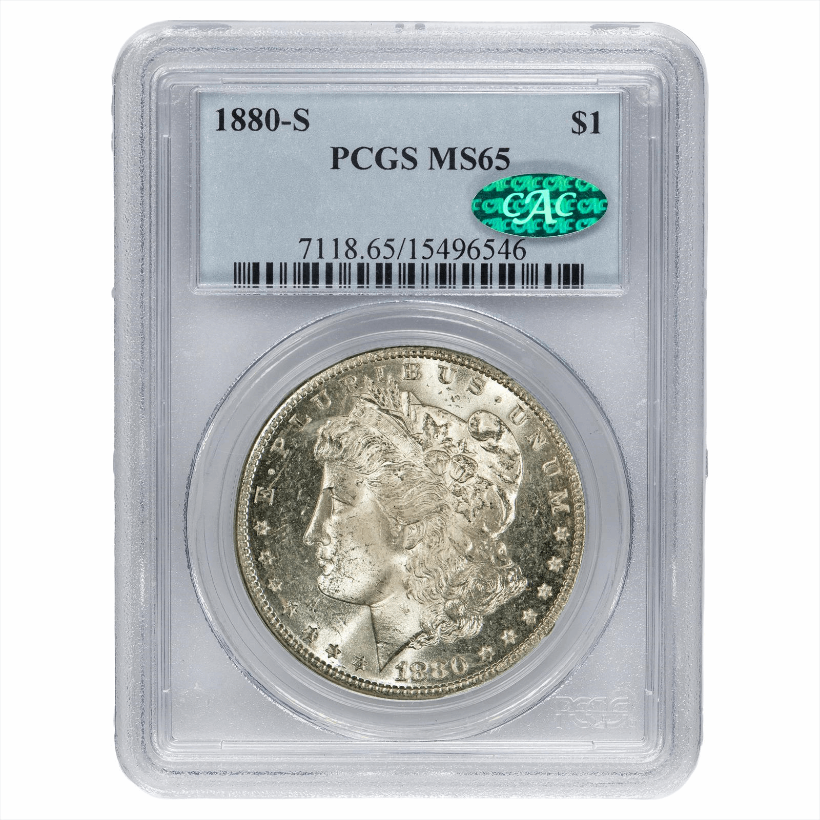 1880-S Morgan Silver Dollar $1 PCGS MS 65 CAC