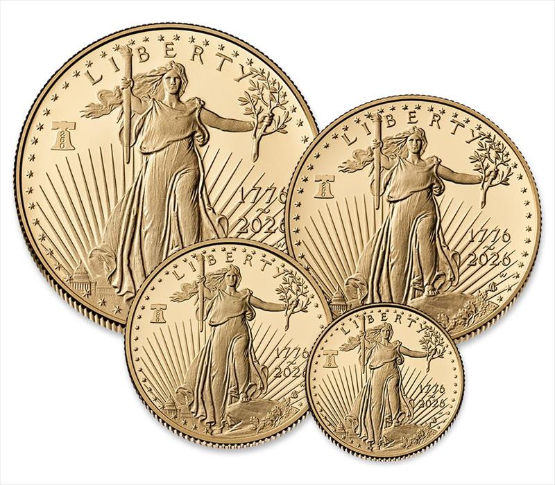 1776-2026-W 4-Coin American Gold Eagles Set, Bell Privy, FDI, PF70, NGC, Anna Cabral