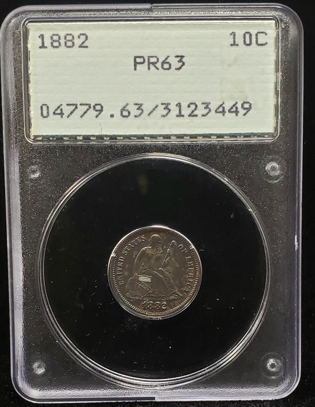 1882 Seated Liberty PCGS PR63 OGH RATTLER