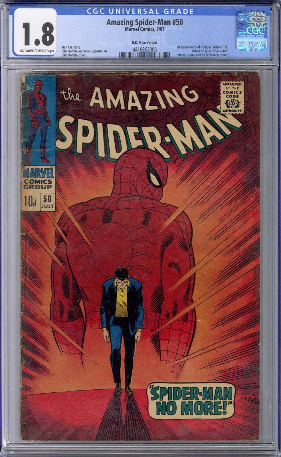 Amazing Spiderman #50 CGC 1.8 1.8