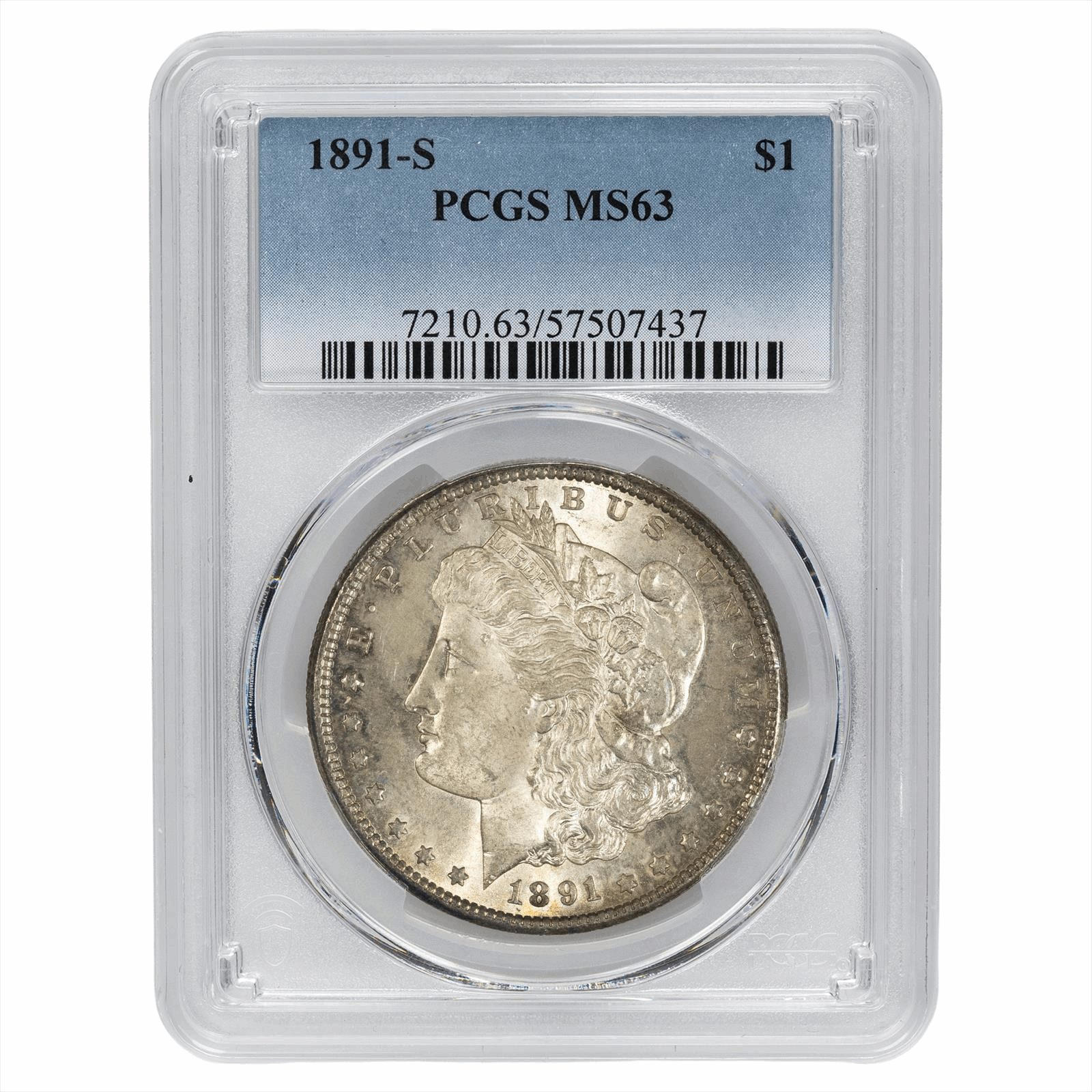 1891-S Morgan Silver Dollar $1 PCGS MS 63