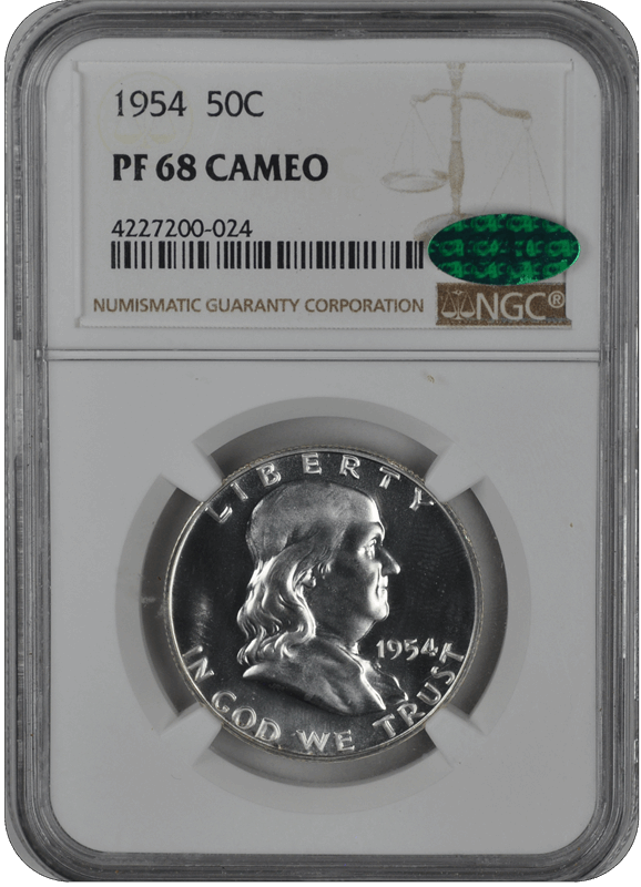 1954 Franklin Half Dollar NGC CAC (99) PF 68