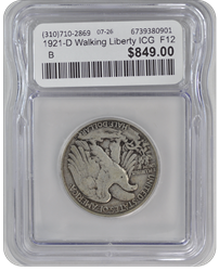 1921-D Walking Liberty ICG  F12