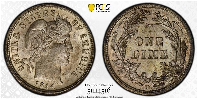 1914-D 10C PCGS MS 65 CAC