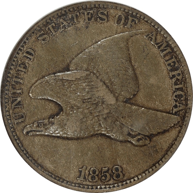 1858  Large Letters Flying Eagle Small Cent 1c NGC AU 53 