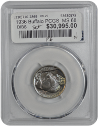 1936 Buffalo PCGS  MS 68