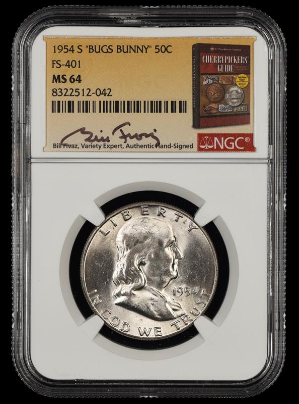 1954 S Bugs Bunny 50c FS-401 Bill Fivaz Signature Label NGC  MS64