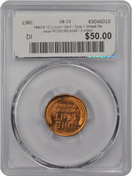 1940-S 1C Lincoln Cent - Type 1 Wheat Reverse PCGS RD #3461-5 MS66