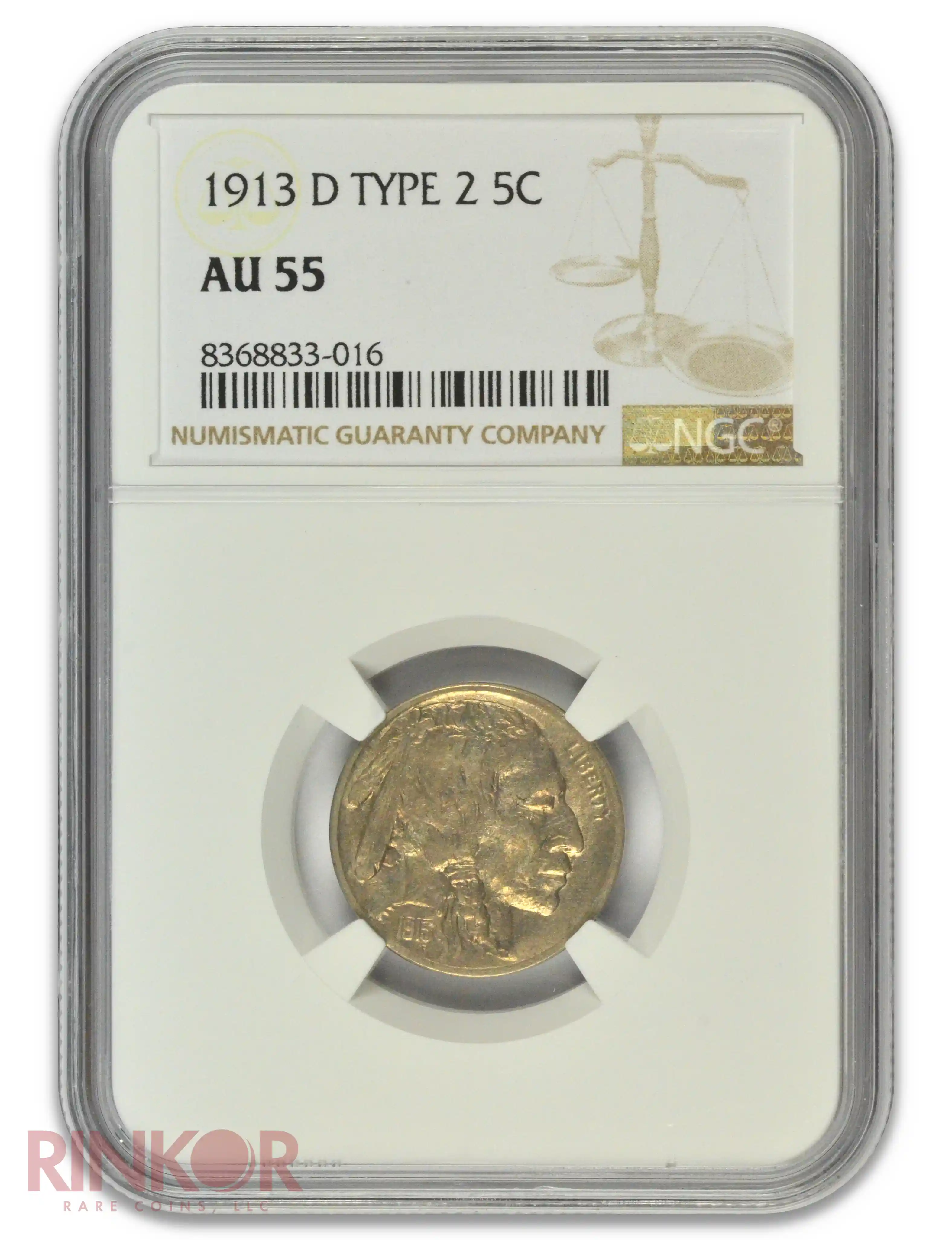 1913-D Type 2 Buffalo Nickel NGC AU-55