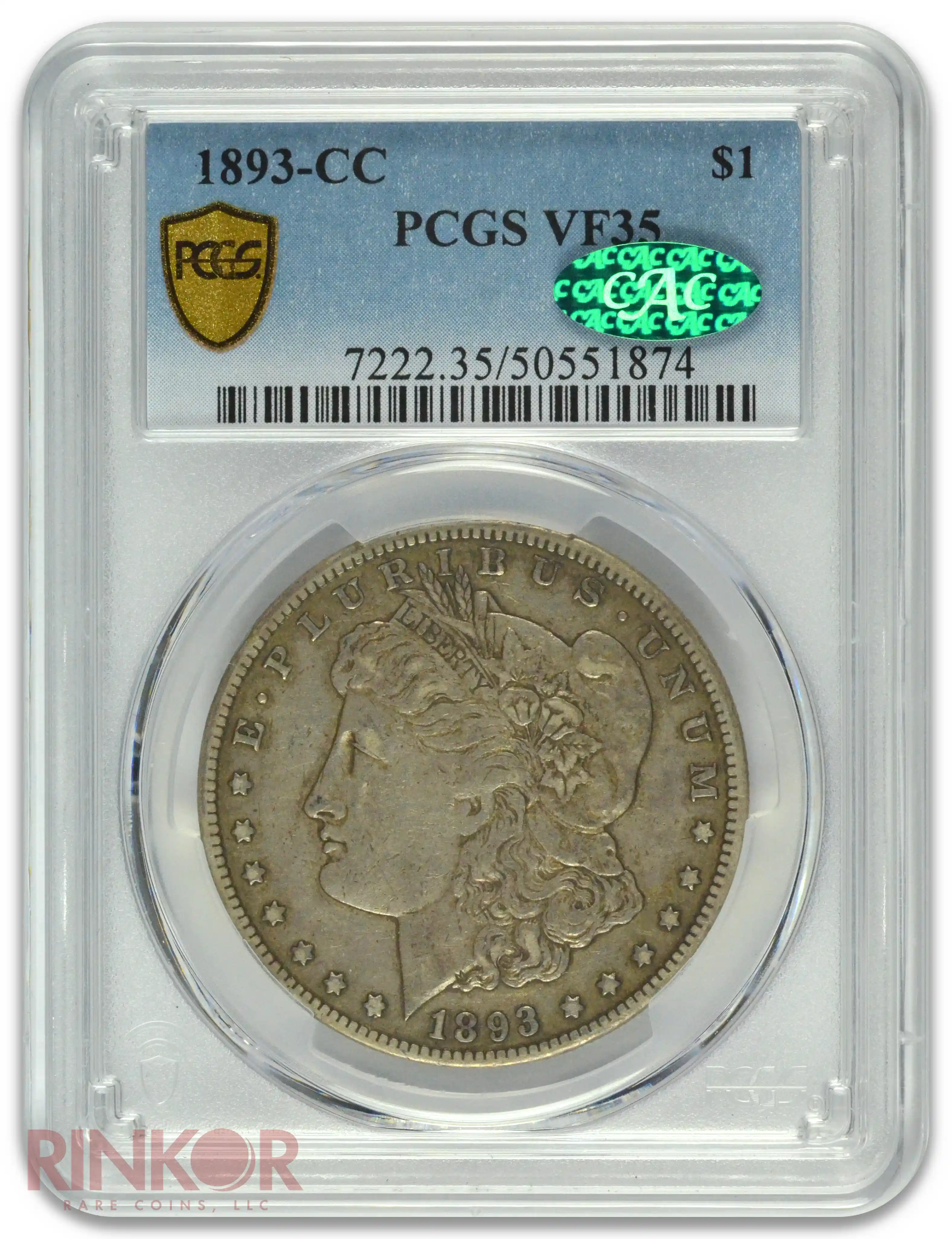 1893-CC $1 PCGS VF-35 CAC