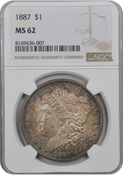 1887  Morgan Dollar NGC MS 62