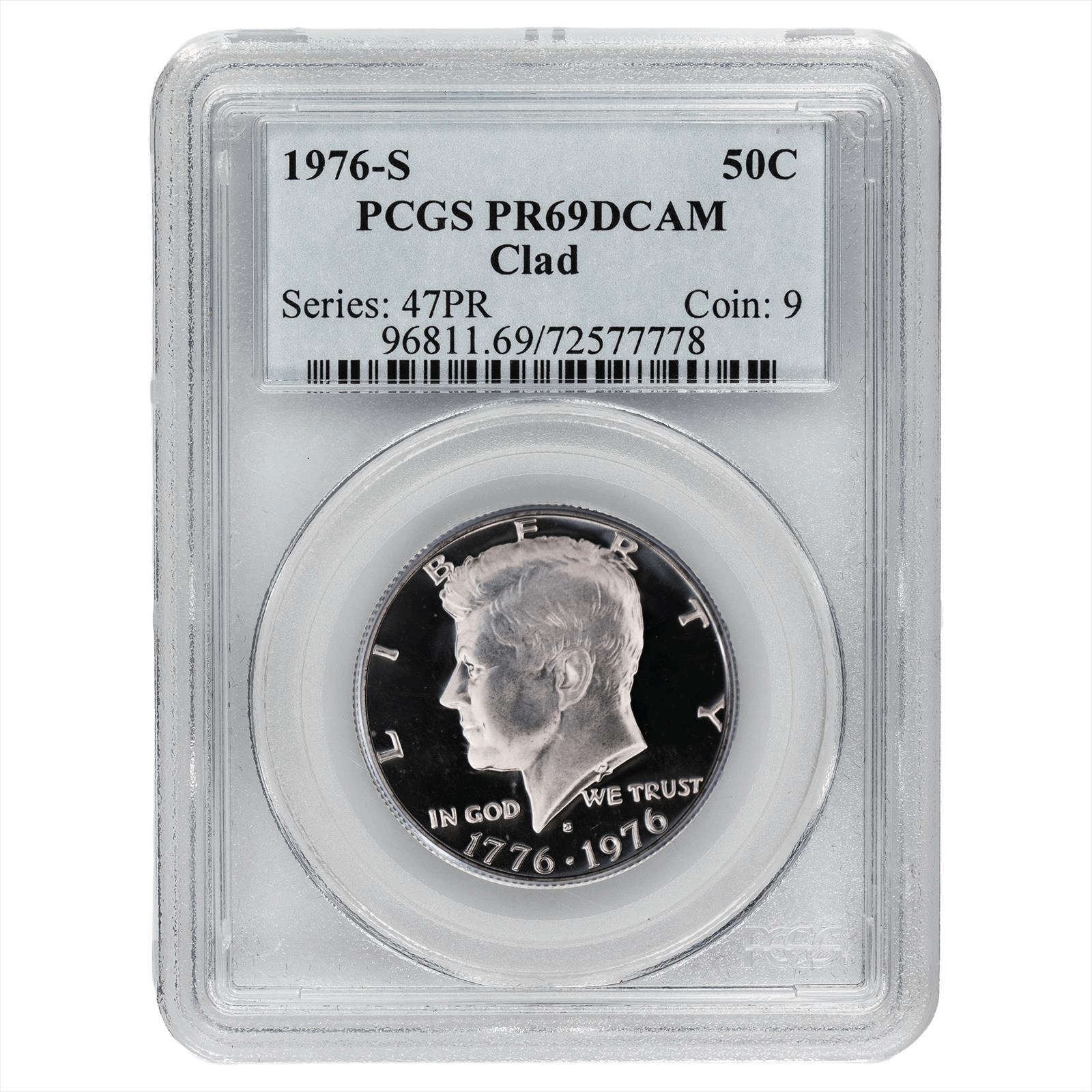 1976-S Clad Kennedy Half Dollar 50C PCGS PR 69 DCAM