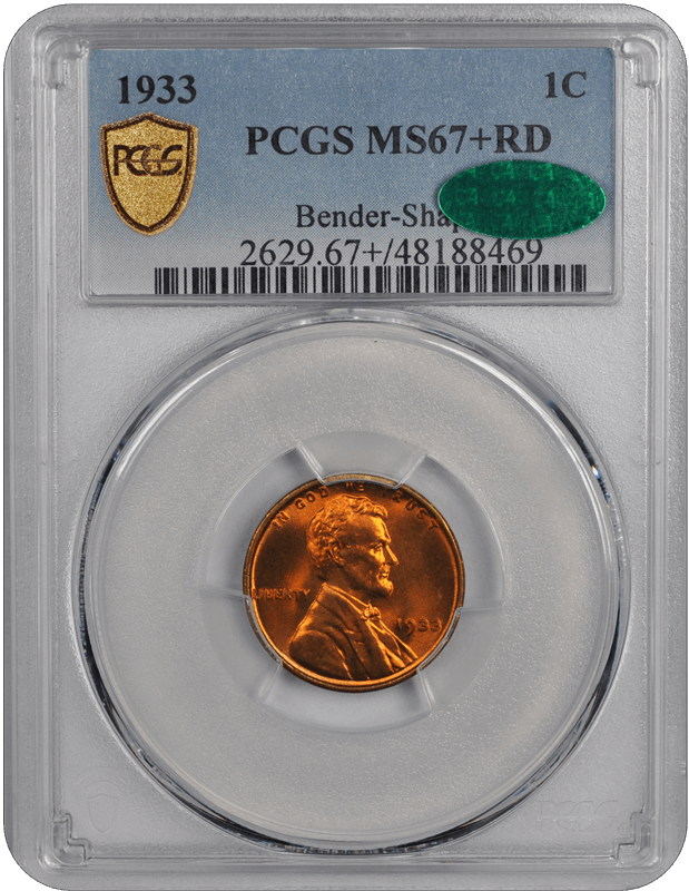 1933 Lincoln PCGS (CAC) RD 67+ 