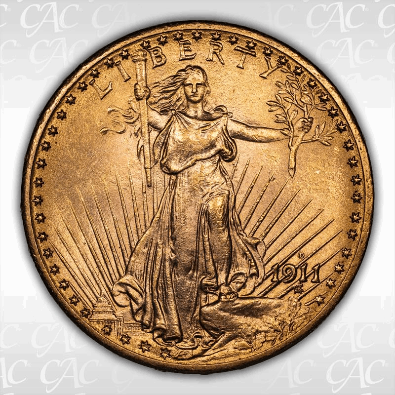 1911-D $20 CACG MS 64 