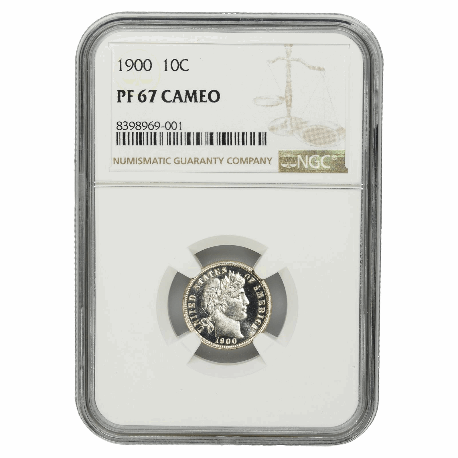 1900 Barber Dime 10C NGC PF 67 CAM