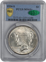 1934-S Peace PCGS CAC MS 65+