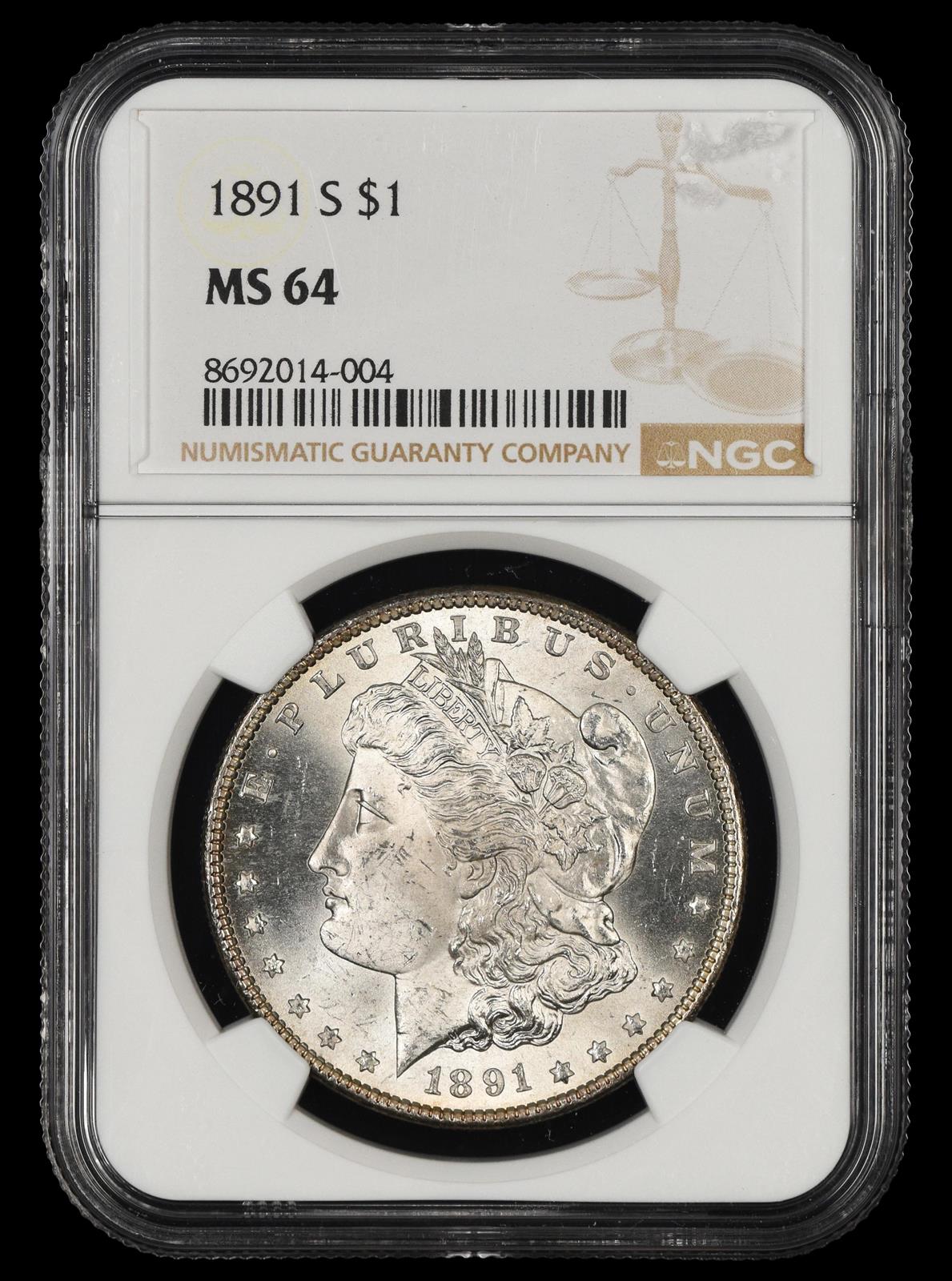 1891 S $1 NGC MS64