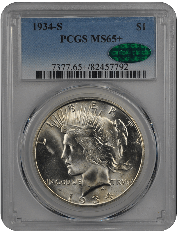 1934-S Peace PCGS CAC MS 65+