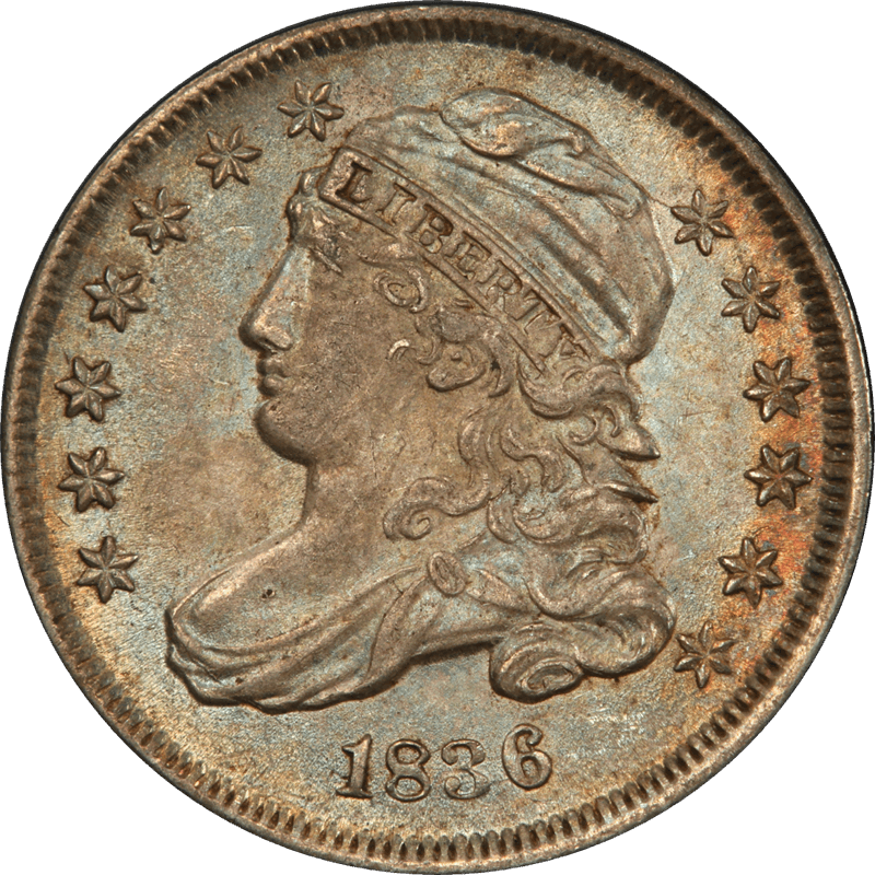 1836 Capped Bust Dime 10c PCGS MS62+ CAC - Nice Original Toning, Lovely