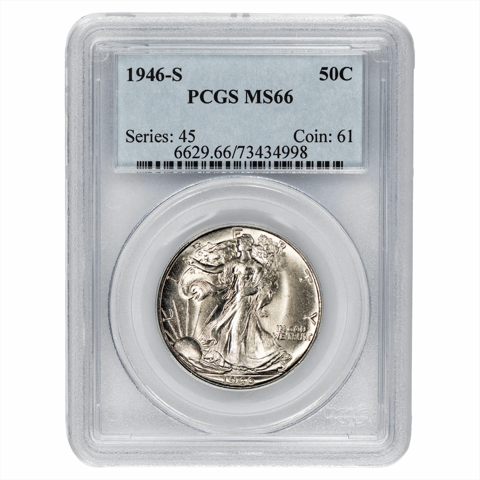 1946-S Walking Liberty Half Dollar 50C PCGS MS 66