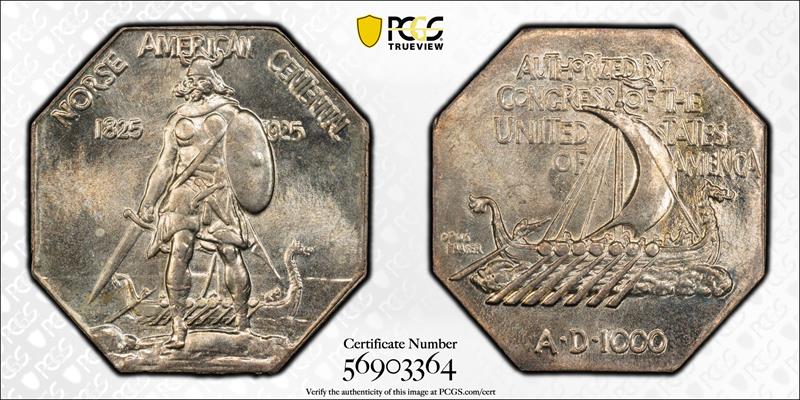 1925 Thick Norse Medal PCGS MS 66 CAC