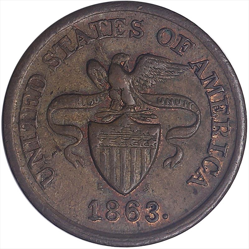 1863 Civil War Token H.M Lane Lamps Kerosene Oil - AU++