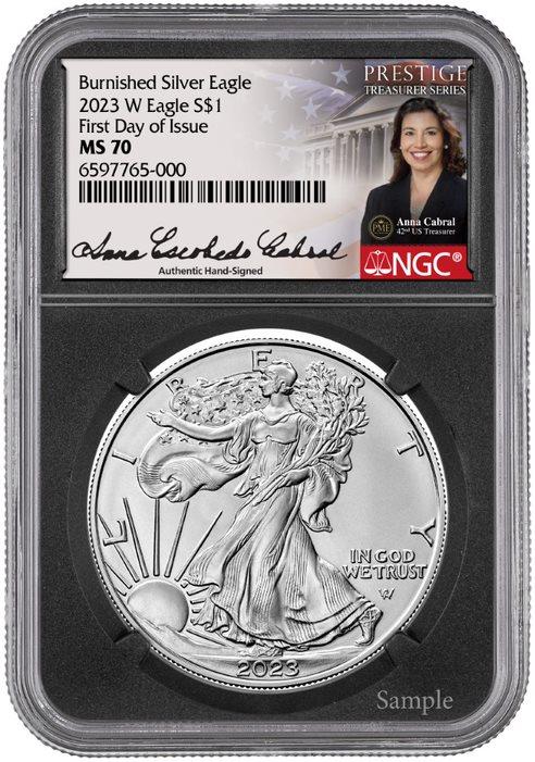 2023-W $1 1oz. Burnished American Silver Eagle, FDI, MS70, NGC, Anna Cabral