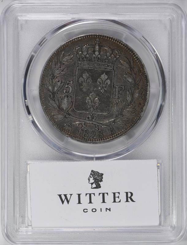 1828-B France 5 Francs Gad-644 PCGS XF40 