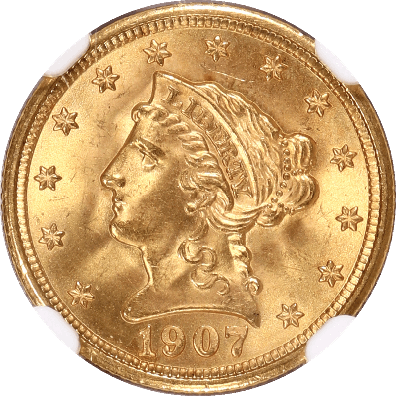 1907 Liberty $2 1/2 Gold Quarter Eagle NGC MS 66 CAC - Lustrous, PQ