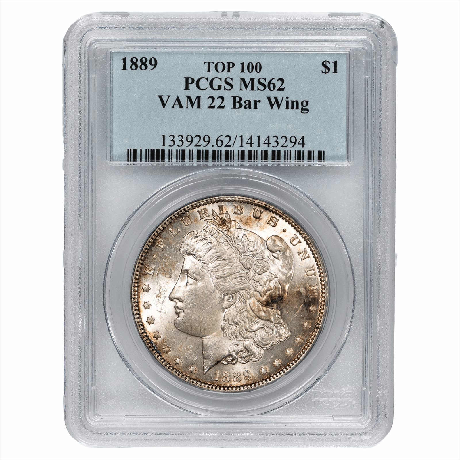 1889 VAM 22 Bar Wing Morgan Dollar $1 PCGS MS 62 