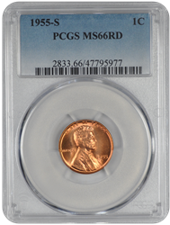 1955-S Lincoln PCGS RD 66